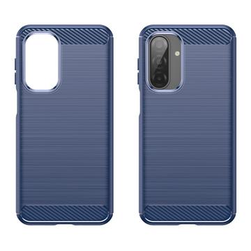 Samsung Galaxy A17/F17/M17 Børstet TPU Cover - Karbonfiber - blå