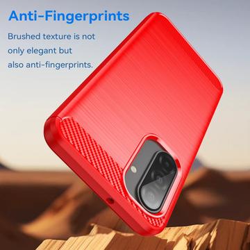 Samsung Galaxy A17/F17/M17 Børstet TPU Cover - Karbonfiber - rød