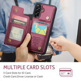Samsung Galaxy A17 Caseme C22-etui RFID-kortpung - rød