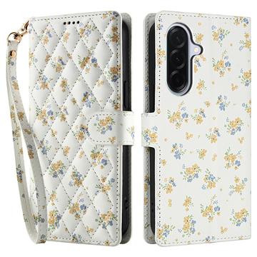 Samsung Galaxy A17/A26 Rhombisk Blomsterpung - gule blomster
