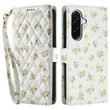 Samsung Galaxy A17/A26 Rhombisk Blomsterpung - gule blomster