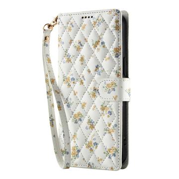 Samsung Galaxy A17/A26 Rhombisk Blomsterpung - gule blomster
