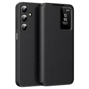 Samsung Galaxy A17 Smart Clear View Flip etui med kortplads - Sort