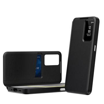 Samsung Galaxy A17 Smart Clear View Flip etui med kortplads - Sort