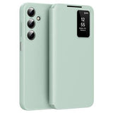 Samsung Galaxy A17 Smart Clear View Flip etui med kortplads - Lysegrøn