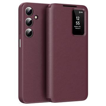 Samsung Galaxy A17 Smart Clear View Flip etui med kortplads - Vinrød