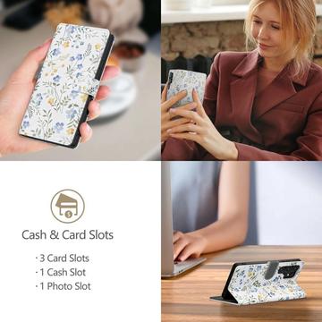 Samsung Galaxy A17 Tech-Protect Pungetui med Magnet og Stativ - Forårsblomster