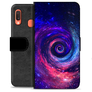 Samsung Galaxy A20e Premium Flip Cover med Pung - Galakse