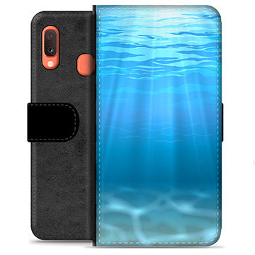 Samsung Galaxy A20e Premium Flip Cover med Pung - Hav