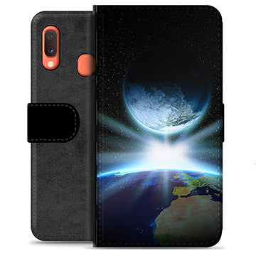 Samsung Galaxy A20e Premium Flip Cover med Pung - Verdensrum