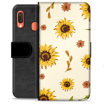 Samsung Galaxy A20e Premium Flip Cover med Pung - Solsikke