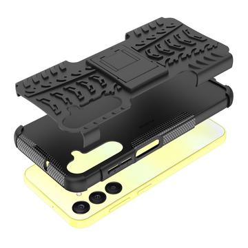 Samsung Galaxy A25 Anti-Slip Hybrid Cover med Stativ - Sort