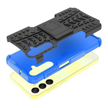 Samsung Galaxy A25 Anti-Slip Hybrid Cover med Stativ - Blå / Sort