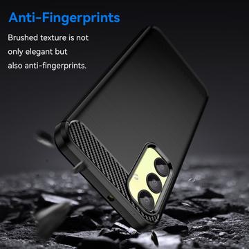 Samsung Galaxy A25 Børstet TPU Cover - Karbonfiber - Sort