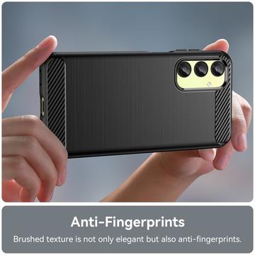 Samsung Galaxy A25 Børstet TPU Cover - Karbonfiber - Sort