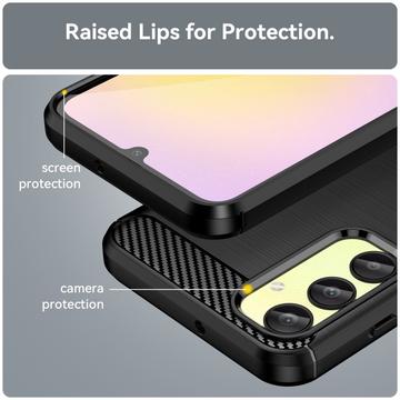 Samsung Galaxy A25 Børstet TPU Cover - Karbonfiber - Sort