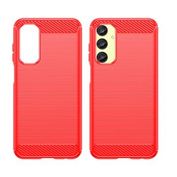 Samsung Galaxy A25 Børstet TPU Cover - Karbonfiber - Rød