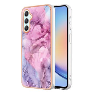 Samsung Galaxy A25 Marmormønster Galvaniseret IMD TPU Cover - Blå / Pink
