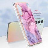 Samsung Galaxy A25 Marmormønster Galvaniseret IMD TPU Cover - Blå / Pink