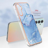 Samsung Galaxy A25 Marmormønster Galvaniseret IMD TPU Cover - Blå