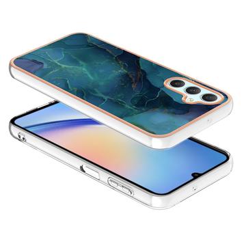 Samsung Galaxy A25 Marmormønster Galvaniseret IMD TPU Cover - Grøn