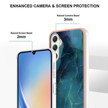 Samsung Galaxy A25 Marmormønster Galvaniseret IMD TPU Cover - Grøn