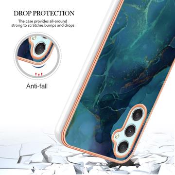 Samsung Galaxy A25 Marmormønster Galvaniseret IMD TPU Cover - Grøn