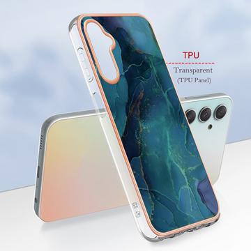 Samsung Galaxy A25 Marmormønster Galvaniseret IMD TPU Cover - Grøn