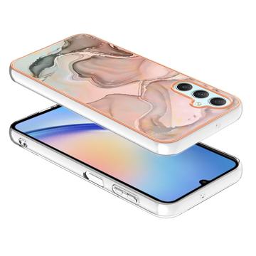 Samsung Galaxy A25 Marmormønster Galvaniseret IMD TPU Cover - Pink