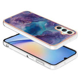 Samsung Galaxy A25 Marmormønster Galvaniseret IMD TPU Cover - Lilla