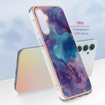 Samsung Galaxy A25 Marmormønster Galvaniseret IMD TPU Cover - Lilla