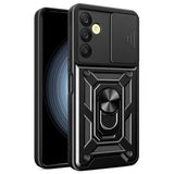 Samsung Galaxy A25 Roterende Ring Hybrid Cover med Kameraskjold - Sort