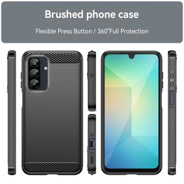 Samsung Galaxy A26 Børstet TPU Cover - Karbonfiber - Sort