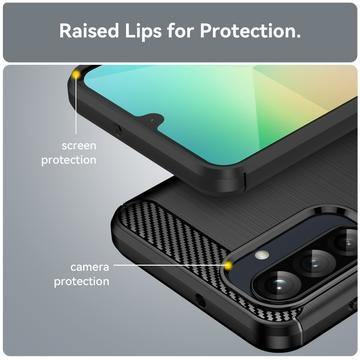 Samsung Galaxy A26 Børstet TPU Cover - Karbonfiber - Sort