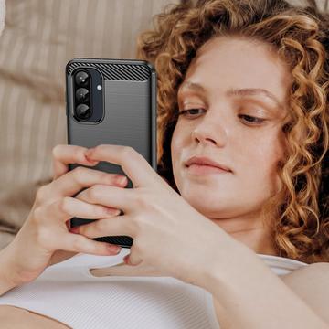 Samsung Galaxy A26 Børstet TPU Cover - Karbonfiber - Sort