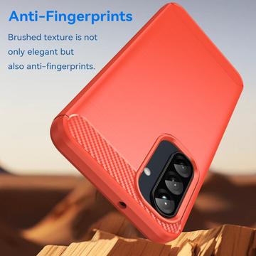 Samsung Galaxy A26 Børstet TPU Cover - Karbonfiber - Rød