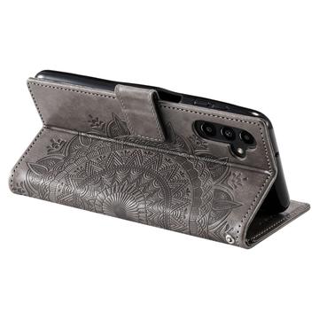 Samsung Galaxy A26 Mandala Series Etui med Pung - Grå