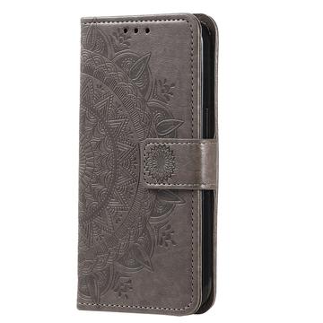 Samsung Galaxy A26 Mandala Series Etui med Pung - Grå