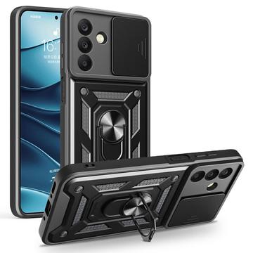 Samsung Galaxy A26 Roterende Ring Hybrid Cover med Kameraskjold - Sort
