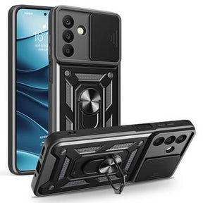 Samsung Galaxy A26 Roterende Ring Hybrid Cover med Kameraskjold - Sort