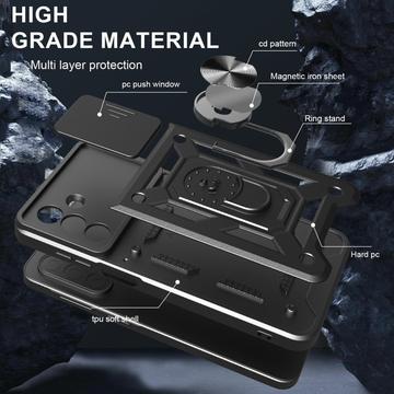 Samsung Galaxy A26 Roterende Ring Hybrid Cover med Kameraskjold - Sort