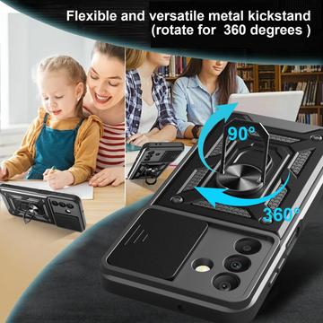 Samsung Galaxy A26 Roterende Ring Hybrid Cover med Kameraskjold - Blå