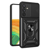 Samsung Galaxy A34 5G Roterende Ring Hybrid Cover med Kameraskjold - Sort