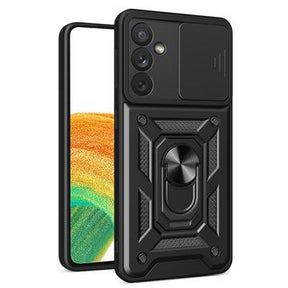 Samsung Galaxy A34 5G Roterende Ring Hybrid Cover med Kameraskjold - Sort