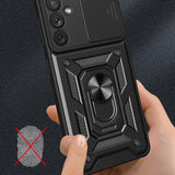 Samsung Galaxy A34 5G Roterende Ring Hybrid Cover med Kameraskjold - Sort