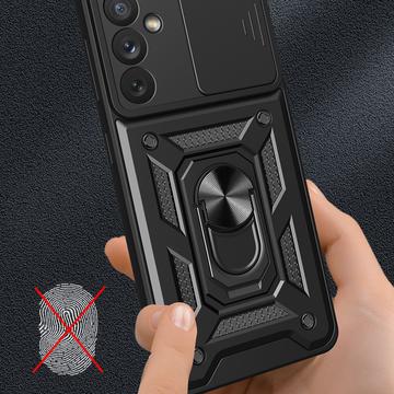Samsung Galaxy A34 5G Roterende Ring Hybrid Cover med Kameraskjold - Sort