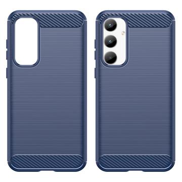 Samsung Galaxy A35 Børstet TPU Cover - Karbonfiber - Blå