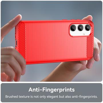 Samsung Galaxy A35 Børstet TPU Cover - Karbonfiber - Rød