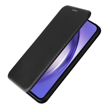 Samsung Galaxy A35 Flip Cover - Karbonfiber - Sort