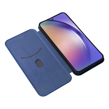 Samsung Galaxy A35 Flip Cover - Karbonfiber - Blå